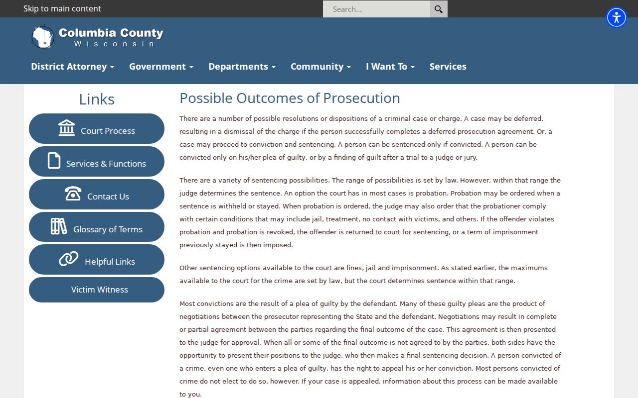 Columbia County criminal court deferred prosecution process