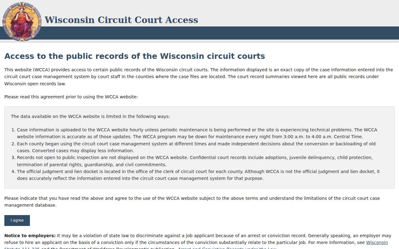 Columbia County criminal case records WCCA search